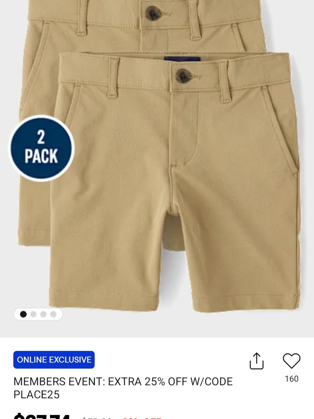 Men's Khaki Shorts - Pack of 2